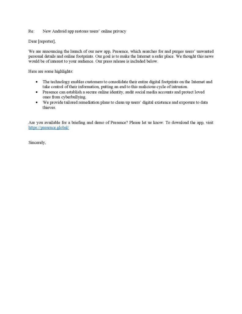 Media Pitch Email Comms Factory